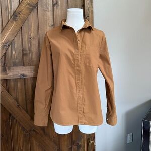 Tradlands Button Down Womens Shirt Size Small 100% Cotton Work Travel Brown/Tan